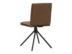 Juego de 4 sillas de comedor de piel sintética color marrón.