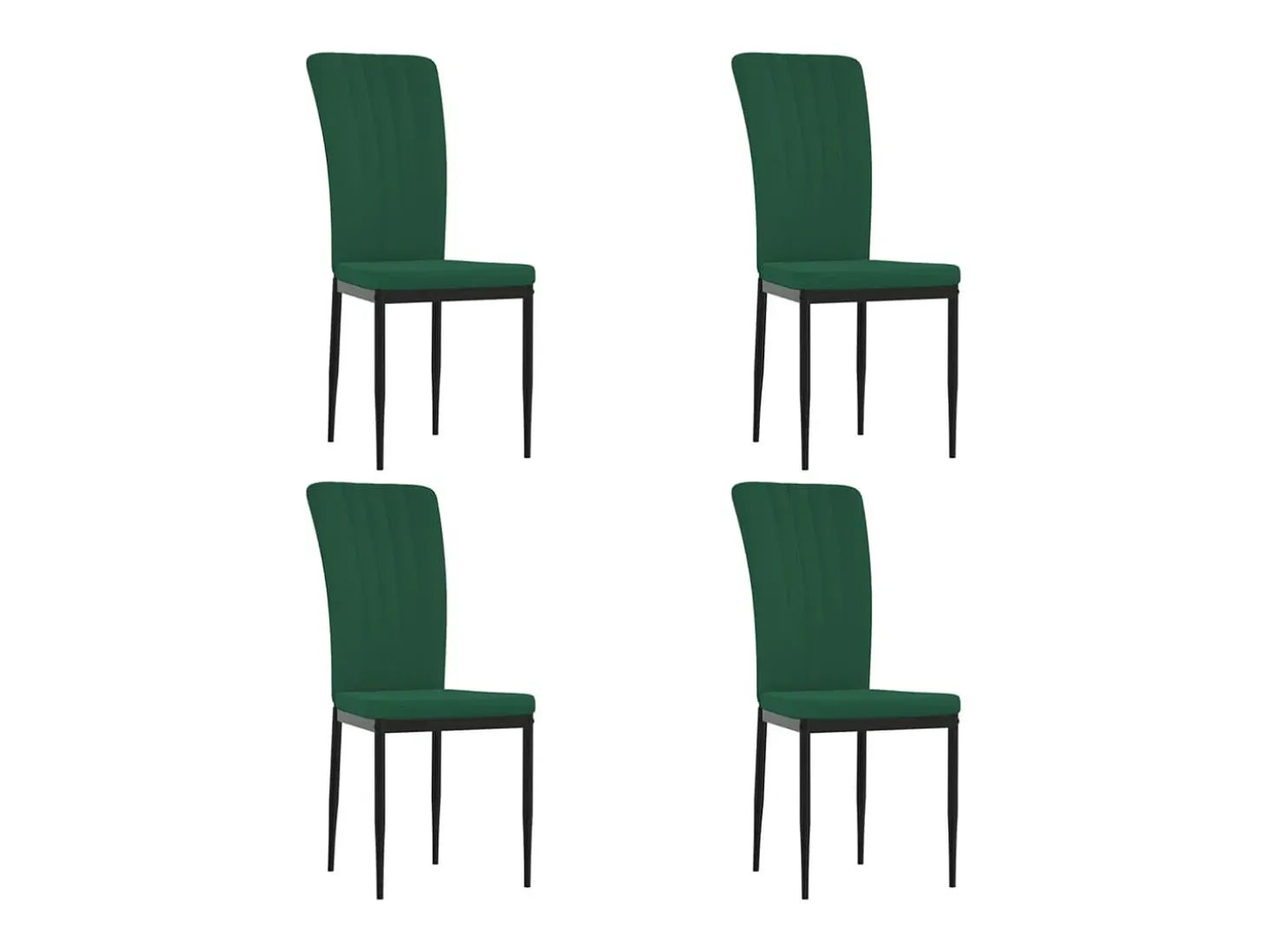 Juego de 4 sillas de comedor de terciopelo verde oscuro