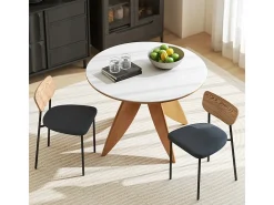 Juego de 2 sillas de comedor, silla de cocina con respaldo, aspecto lino, silla tapizada con patas de acero, color gris