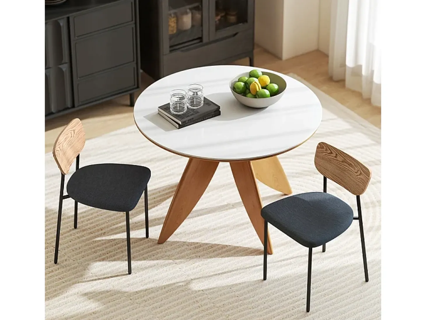 Juego de 2 sillas de comedor, silla de cocina con respaldo, aspecto lino, silla tapizada con patas de acero, color gris