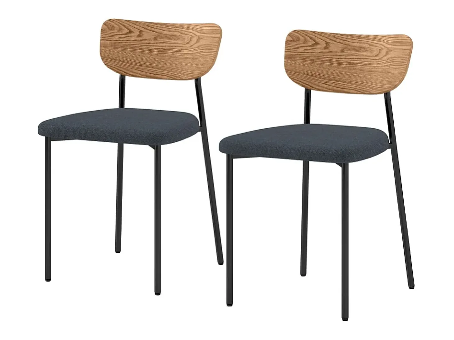Juego de 2 sillas de comedor, silla de cocina con respaldo, aspecto lino, silla tapizada con patas de acero, color gris