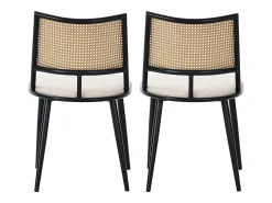 Juego de 6 sillas de comedor - 50 x 48 x 80 cm - asiento de poliuretano - respaldo de ratán - ratán - negro