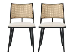 Juego de 6 sillas de comedor - 50 x 48 x 80 cm - asiento de poliuretano - respaldo de ratán - ratán - negro