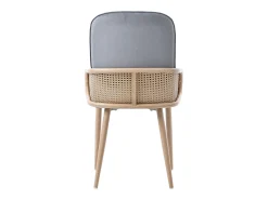 Juego de 4 sillas de comedor de terciopelo - 45 x 43 x 90 cm - diseño de ratán - con 4 patas metálicas - gris