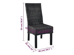 Juego de 6 sillas de comedor de ratán negro Kubu y madera de mango