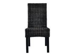 Juego de 6 sillas de comedor de ratán negro Kubu y madera de mango