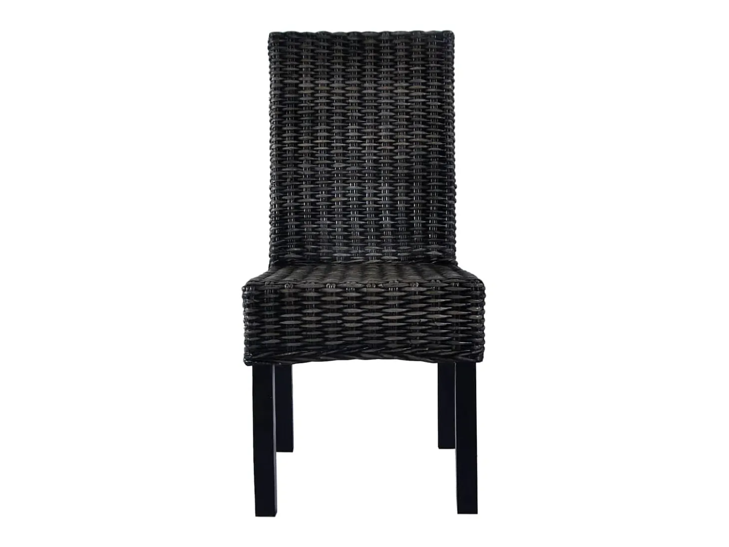 Juego de 6 sillas de comedor de ratán negro Kubu y madera de mango