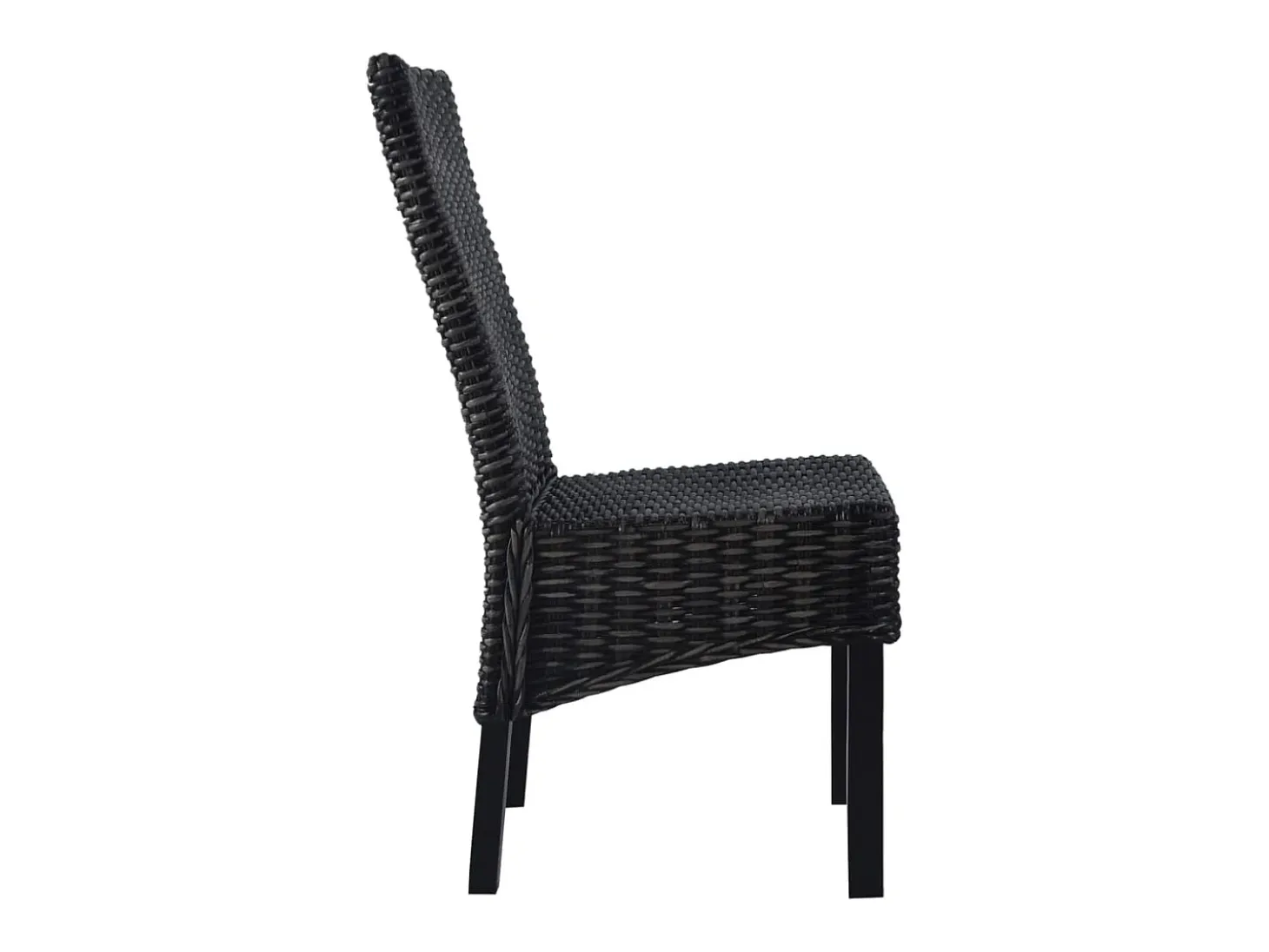 Juego de 6 sillas de comedor de ratán negro Kubu y madera de mango