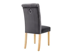 Juego de 2 sillas de comedor tapizadas en terciopelo - 45 x 65 x 101 cm - patas de roble - sillón - gris