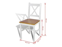 Juego de 6 sillas de comedor en madera de pino blanco