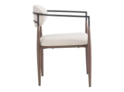 Juego de 2 sillas de comedor, lino beige, diseño ergonómico, patas ajustables