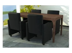 Juego de 4 sillas de comedor de piel sintética negra