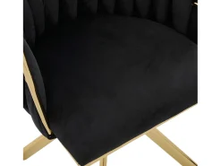 Juego de 2 sillas de comedor de altura regulable - Sillón giratorio con patas ajustables doradas - Terciopelo negro