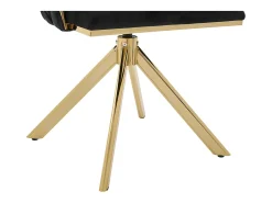 Juego de 2 sillas de comedor de altura regulable - Sillón giratorio con patas ajustables doradas - Terciopelo negro