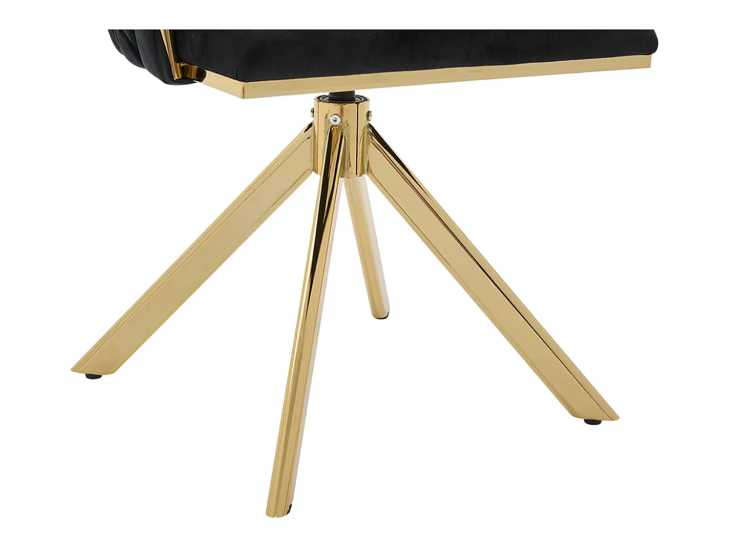 Juego de 2 sillas de comedor de altura regulable - Sillón giratorio con patas ajustables doradas - Terciopelo negro