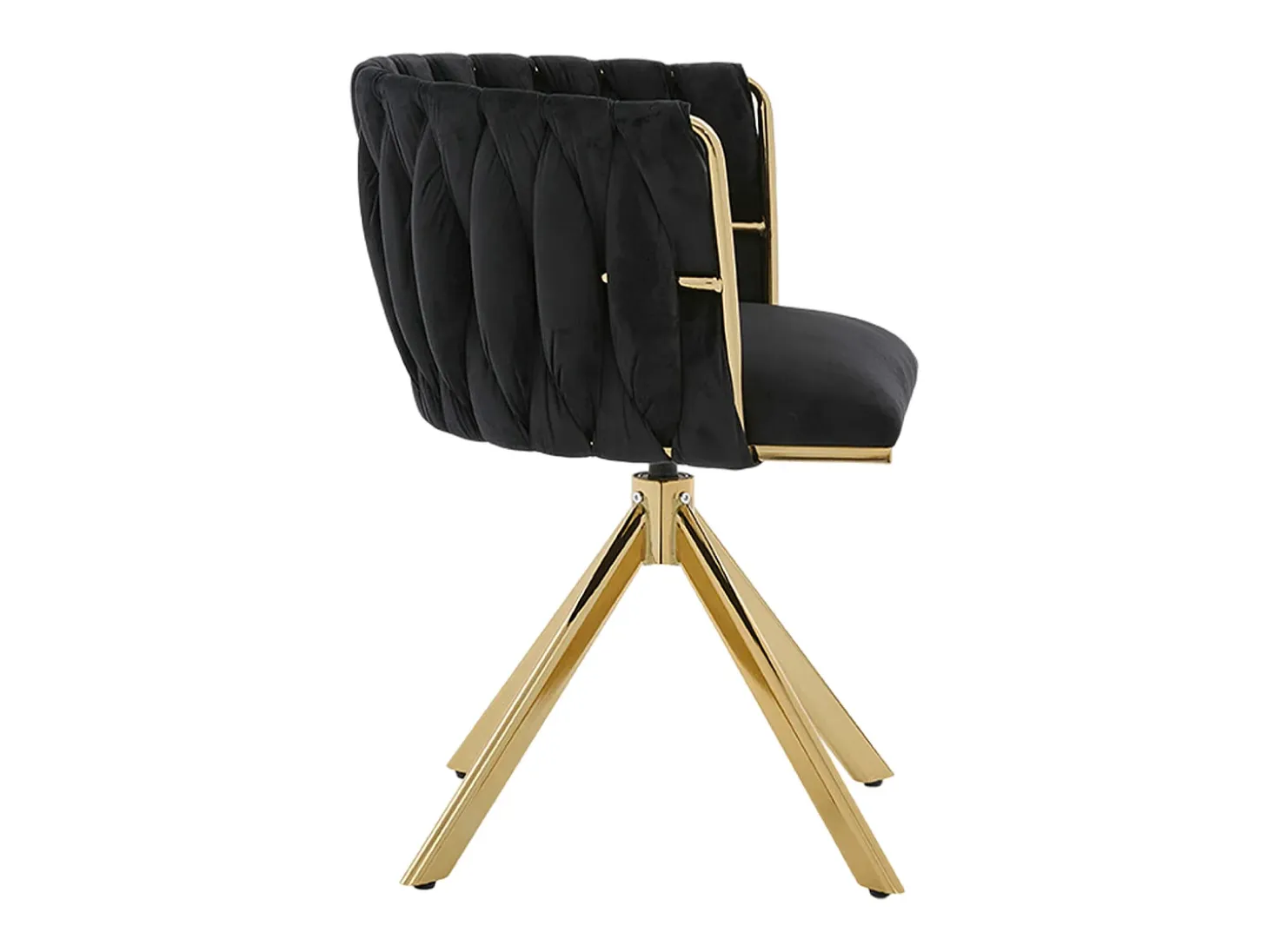 Juego de 2 sillas de comedor de altura regulable - Sillón giratorio con patas ajustables doradas - Terciopelo negro