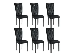 Juego de 6 sillas de comedor de terciopelo negro