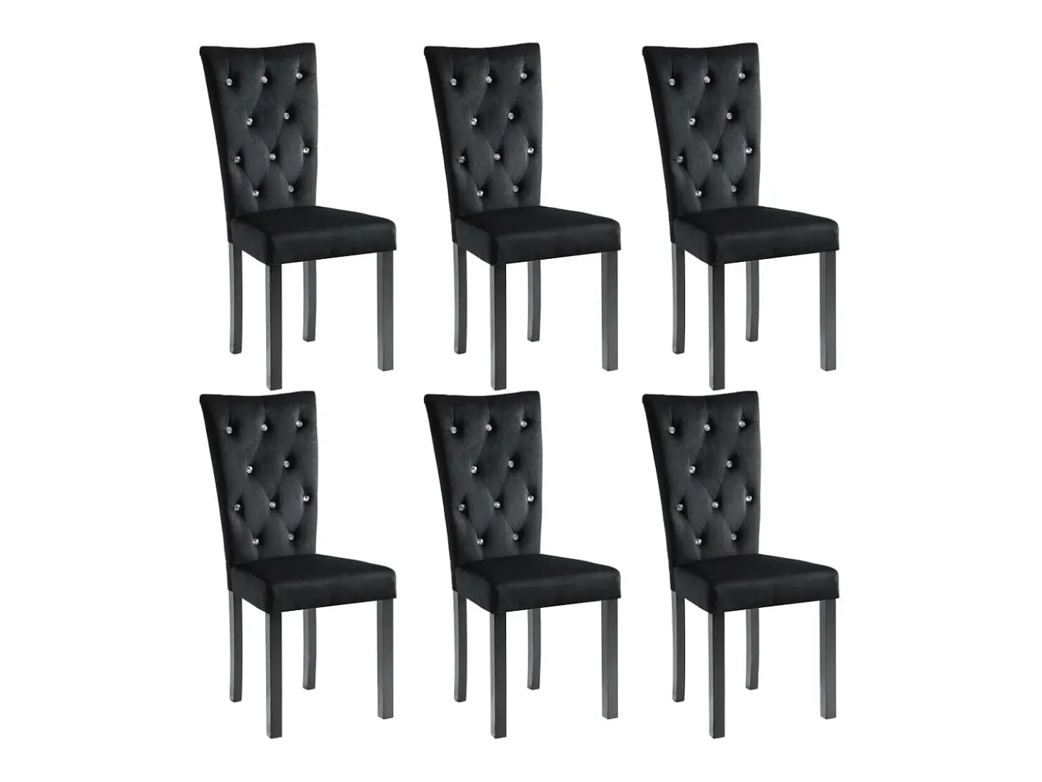 Juego de 6 sillas de comedor de terciopelo negro