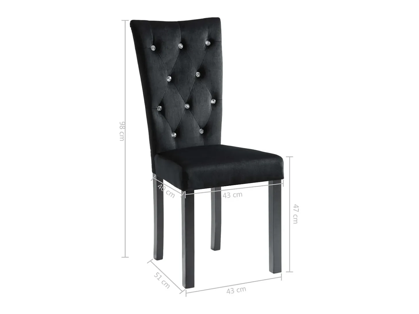 Juego de 6 sillas de comedor de terciopelo negro