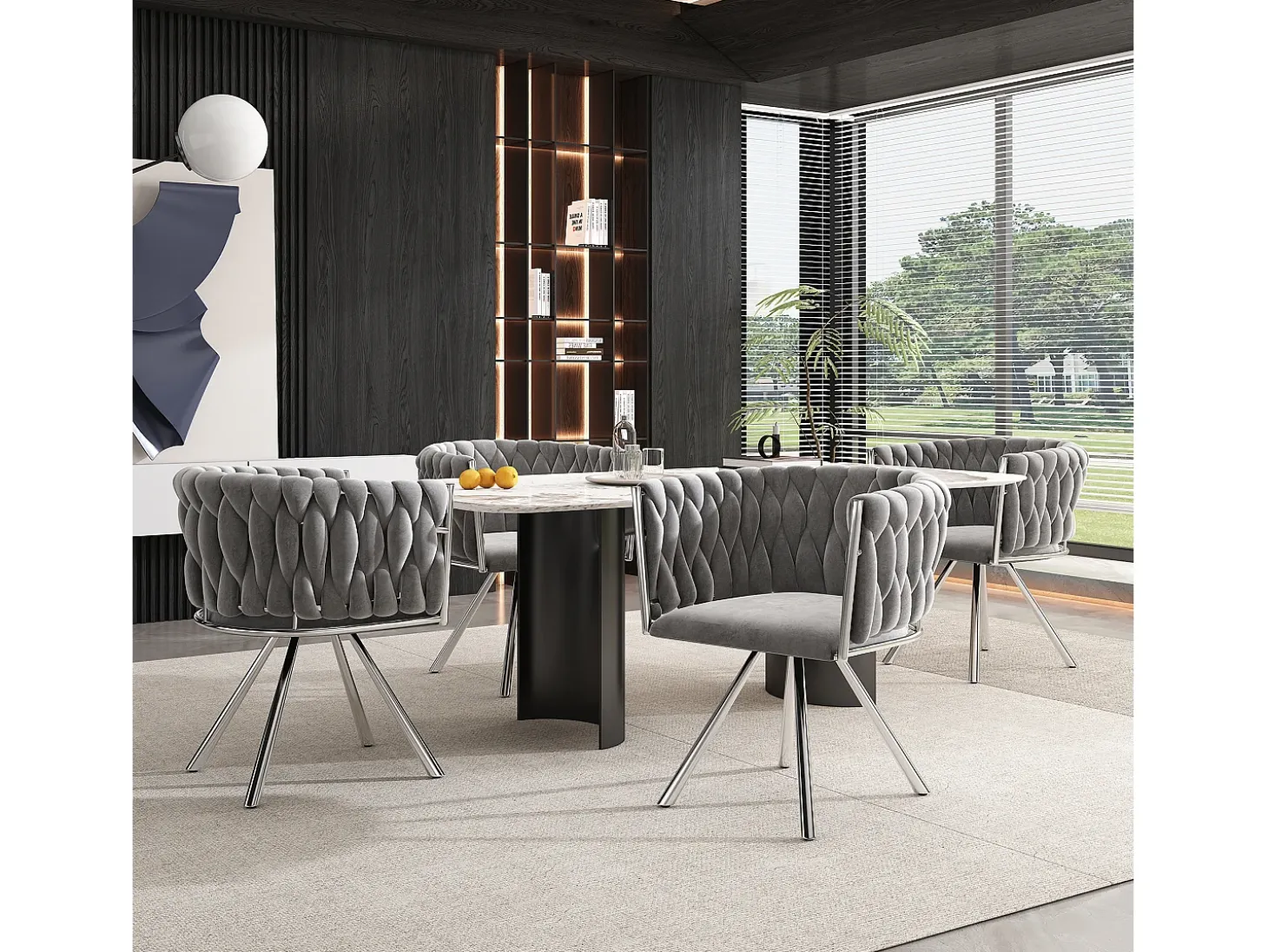 Juego de 2 sillas de comedor de terciopelo, silla giratoria de lujo para sala de estar y dormitorio, con patas de metal (62 x 60 x 57 cm)