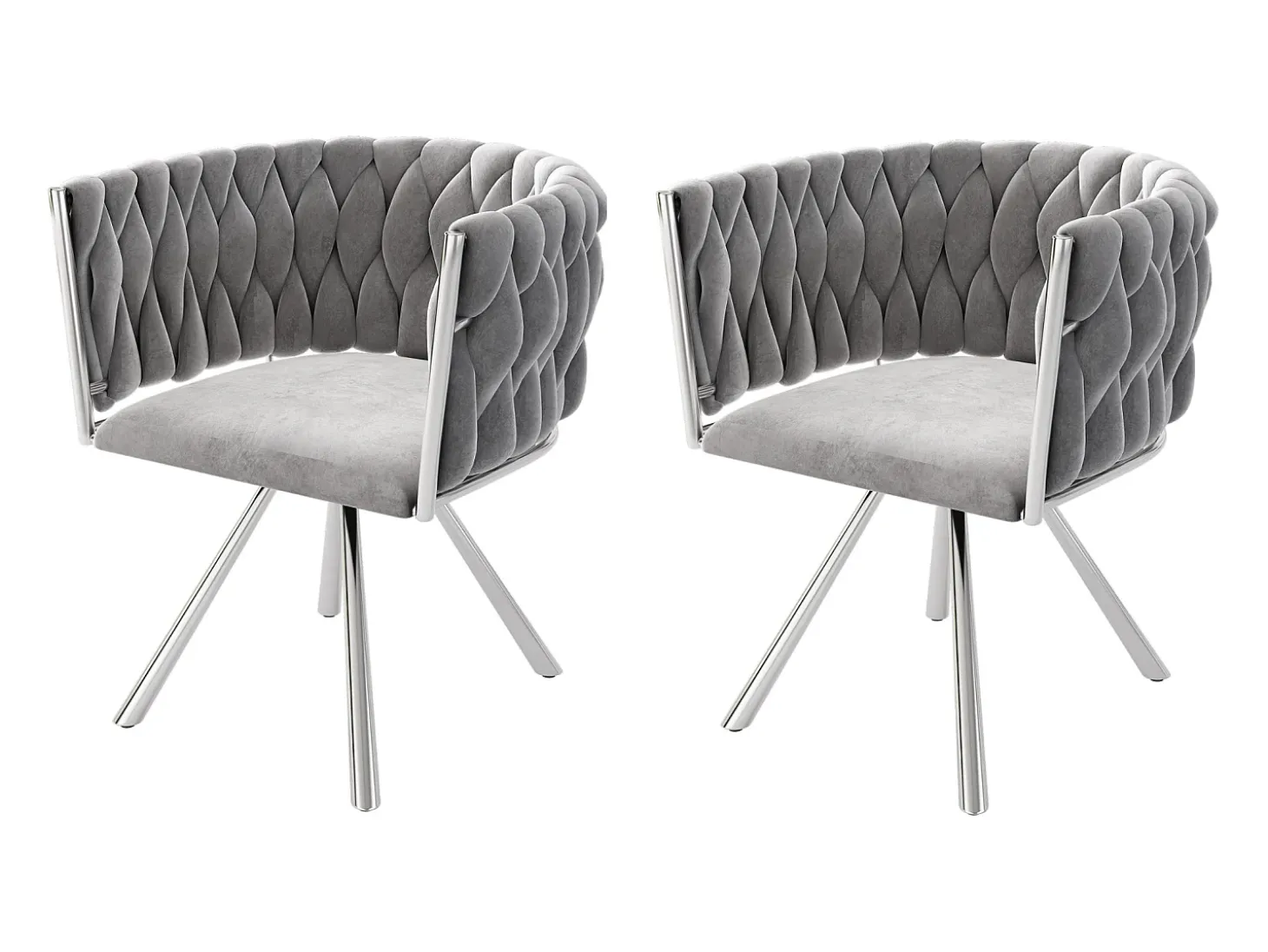 Juego de 2 sillas de comedor de terciopelo, silla giratoria de lujo para sala de estar y dormitorio, con patas de metal (62 x 60 x 57 cm)