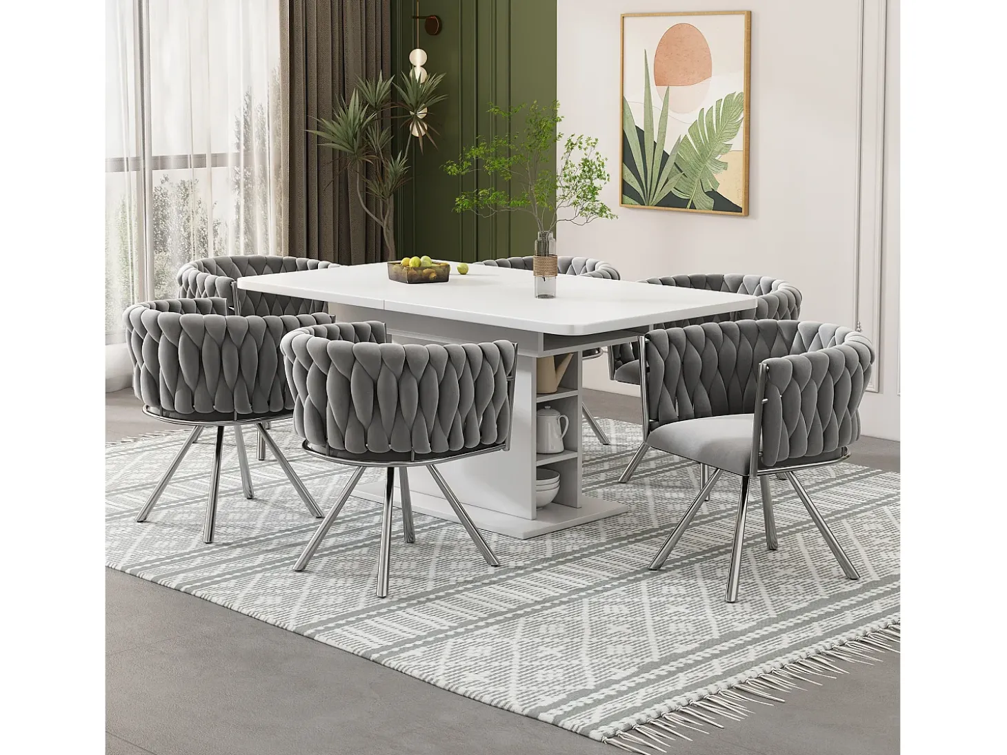 Juego de 2 sillas de comedor de terciopelo, silla giratoria de lujo para sala de estar y dormitorio, con patas de metal (62 x 60 x 57 cm)