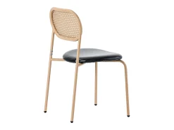 Juego de 4 sillas de comedor de estilo moderno, sillón de mimbre con estructura de metal, PU, negro y marrón (Dimensiones específicas a consultar)