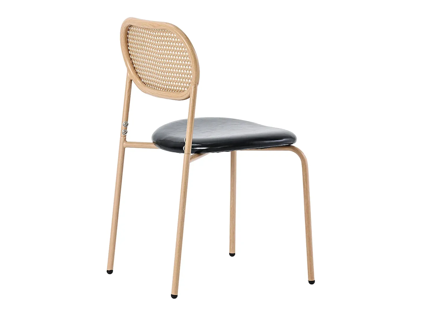 Juego de 4 sillas de comedor de estilo moderno, sillón de mimbre con estructura de metal, PU, negro y marrón (Dimensiones específicas a consultar)