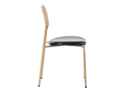 Juego de 4 sillas de comedor de estilo moderno, sillón de mimbre con estructura de metal, PU, negro y marrón (Dimensiones específicas a consultar)
