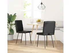 Juego de 2 sillas de comedor de piel sintética negra