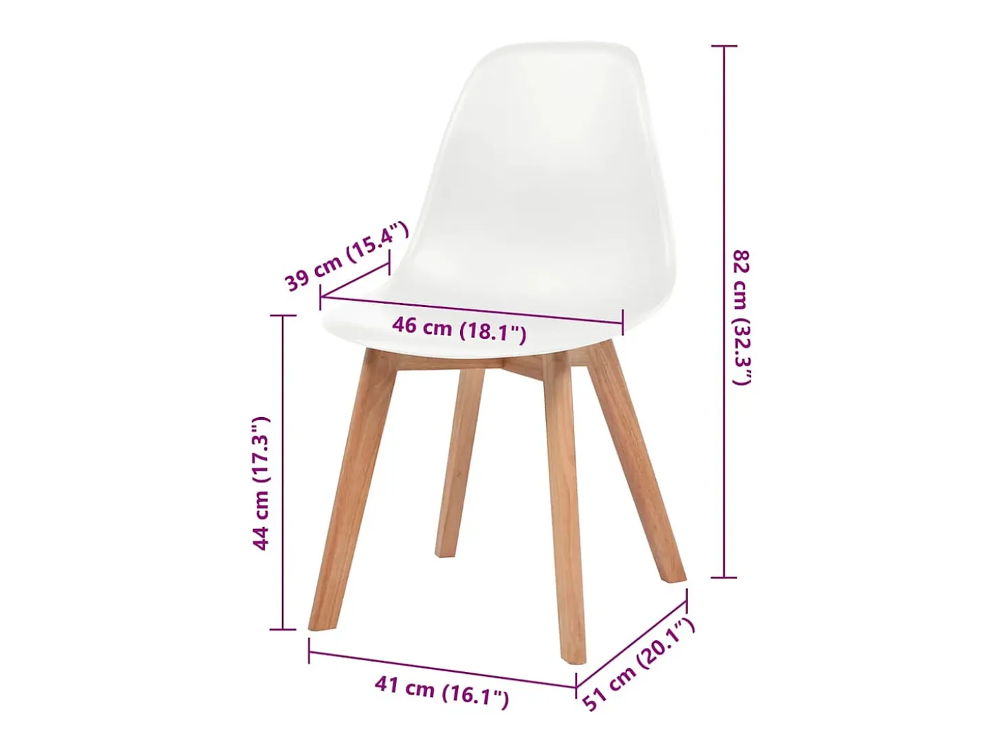 Juego de 6 sillas de comedor de plástico blanco
