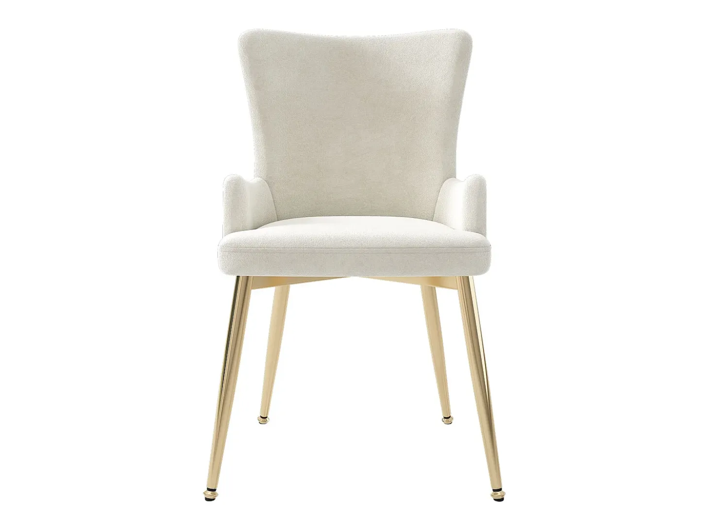 Juego de 2 sillas de comedor en terciopelo beige con respaldo tapizado y patas doradas, para sala y dormitorio