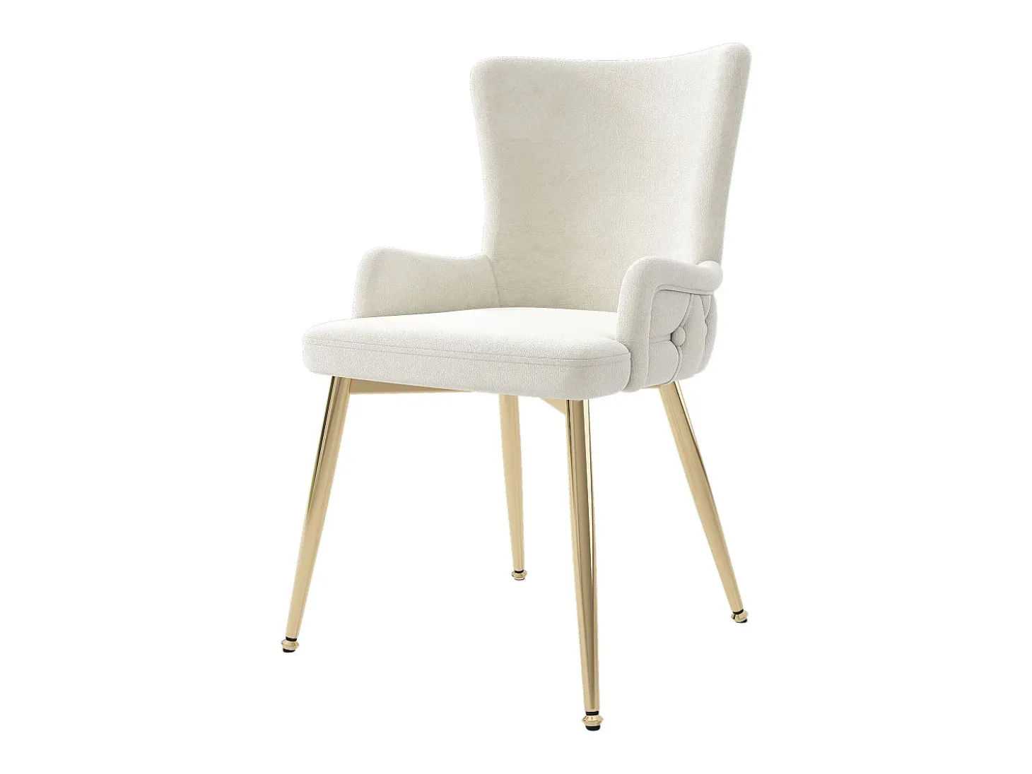 Juego de 2 sillas de comedor en terciopelo beige con respaldo tapizado y patas doradas, para sala y dormitorio