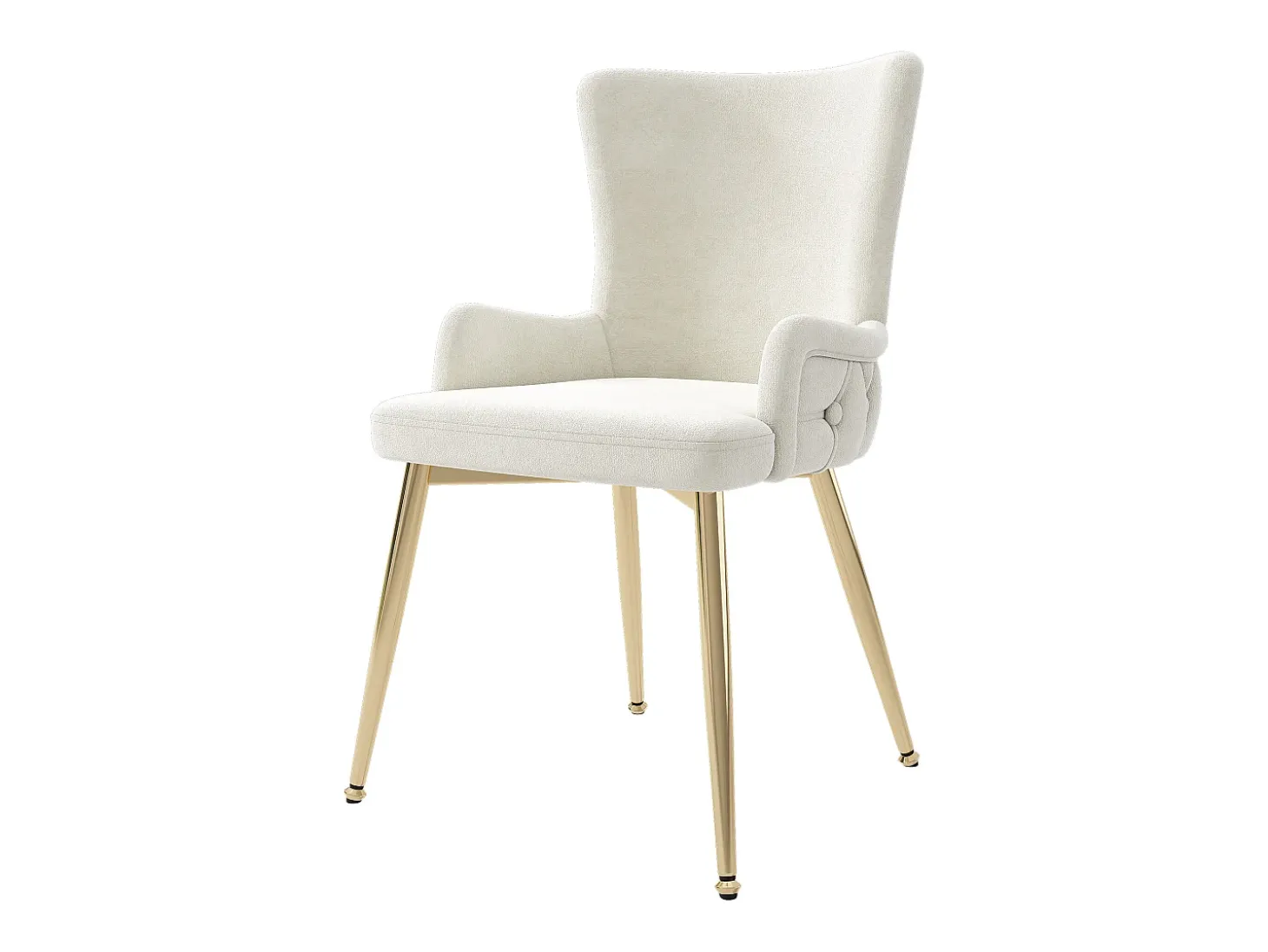 Juego de 4 sillas de comedor - terciopelo beige - con patas de metal dorado - para sala y comedor
