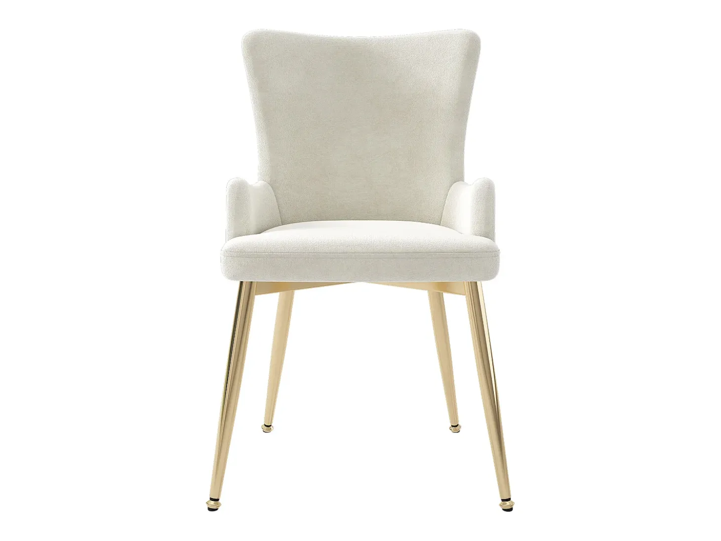 Juego de 4 sillas de comedor - terciopelo beige - con patas de metal dorado - para sala y comedor