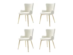 Juego de 4 sillas de comedor - terciopelo beige - con patas de metal dorado - para sala y comedor