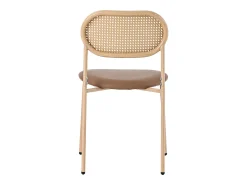 Juego de 4 sillas de comedor de PU, respaldo de ratán, metal, diseño sencillo, marrón (L64,77 x W63,5 x H50,8 cm)