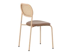 Juego de 4 sillas de comedor de PU, respaldo de ratán, metal, diseño sencillo, marrón (L64,77 x W63,5 x H50,8 cm)