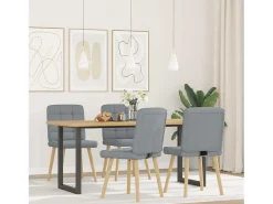 Juego de 4 sillas de comedor de tela gris claro