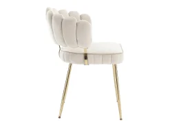 Juego de 2 sillas de comedor de terciopelo marfil con respaldo acolchado y patas de metal dorado