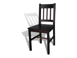 Juego de 2 Sillas de comedor madera de pino marrón oscuro ES732315