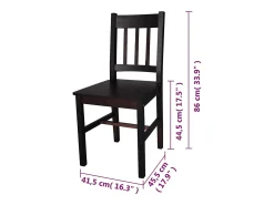 Juego de 2 Sillas de comedor madera de pino marrón oscuro ES732315