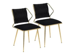 Juego de 2 sillas de comedor de terciopelo de lujo, diseño ergonómico, patas de metal, color negro