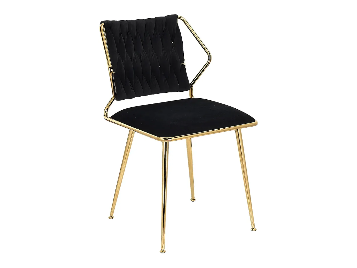 Juego de 2 sillas de comedor de terciopelo de lujo, diseño ergonómico, patas de metal, color negro
