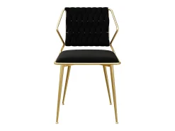 Juego de 2 sillas de comedor de terciopelo de lujo, diseño ergonómico, patas de metal, color negro