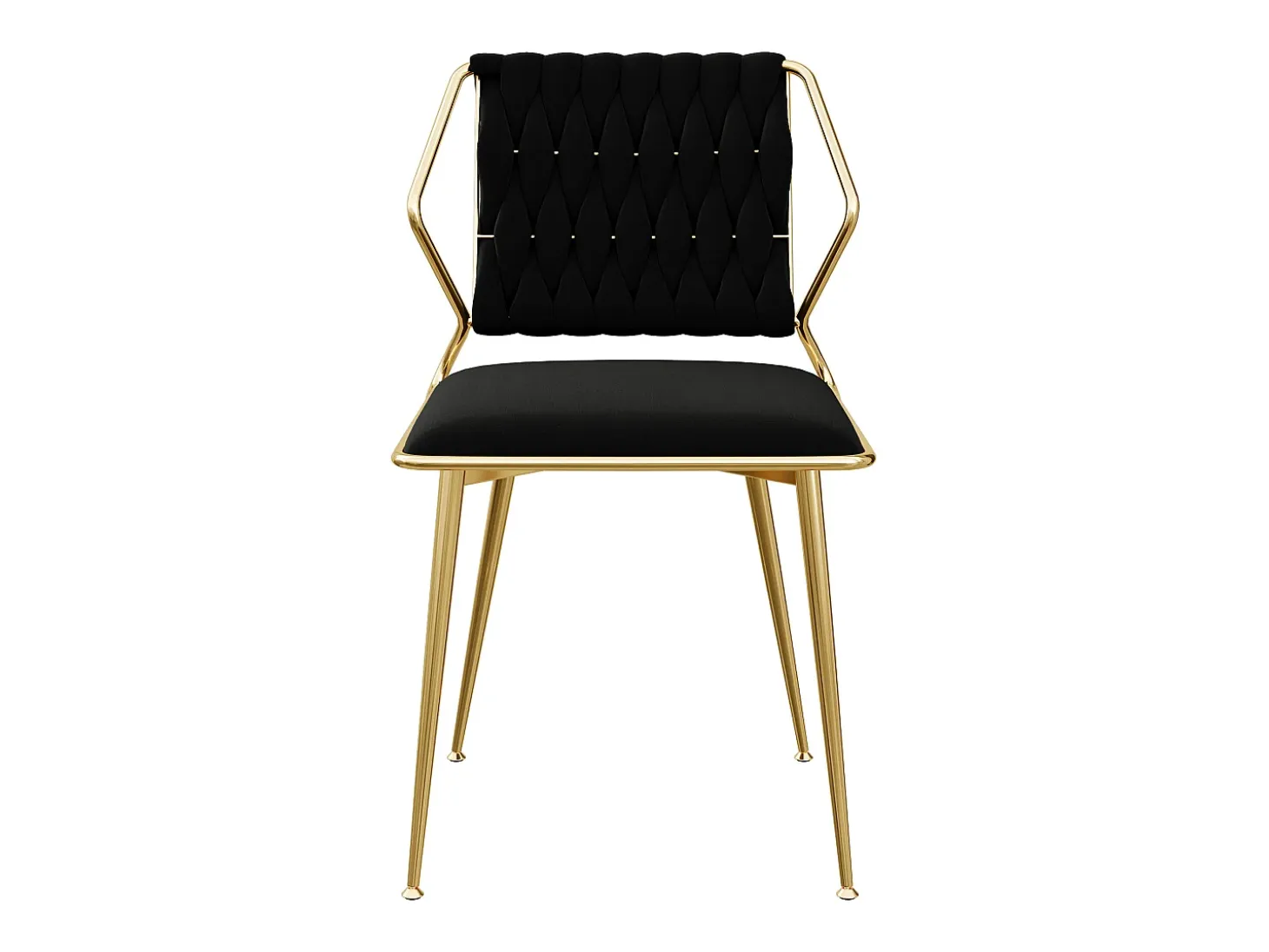 Juego de 2 sillas de comedor de terciopelo de lujo, diseño ergonómico, patas de metal, color negro