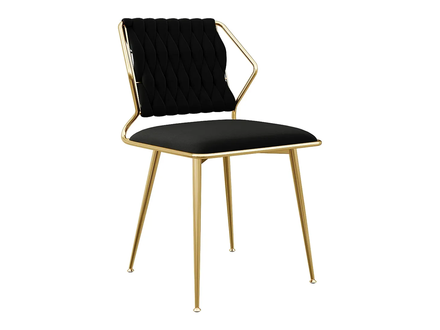 Juego de 2 sillas de comedor de terciopelo de lujo, diseño ergonómico, patas de metal, color negro