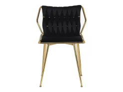 Juego de 2 sillas de comedor de terciopelo de lujo, diseño ergonómico, patas de metal, color negro