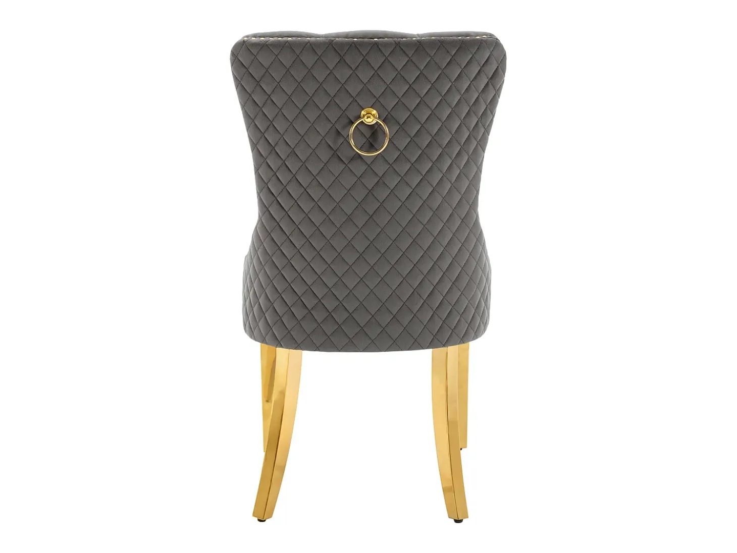 Juego de 2 sillas de comedor - terciopelo gris - Silla tapizada con ribete tachonado y patas de metal dorado