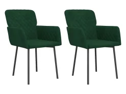 Juego de 2 sillas de comedor de terciopelo verde oscuro